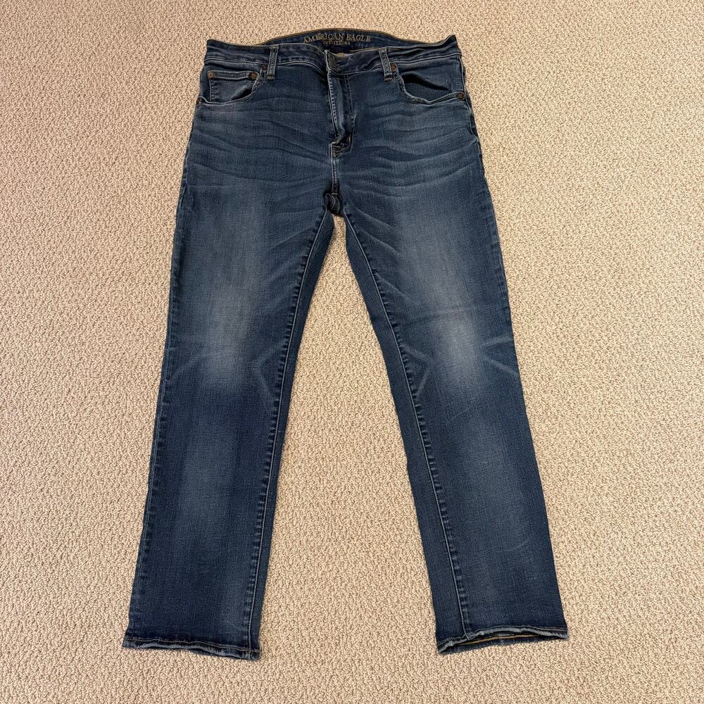 American Eagle Extreme Flex Slim Straight Jeans Mens 36x30 Blue Stretch Denim